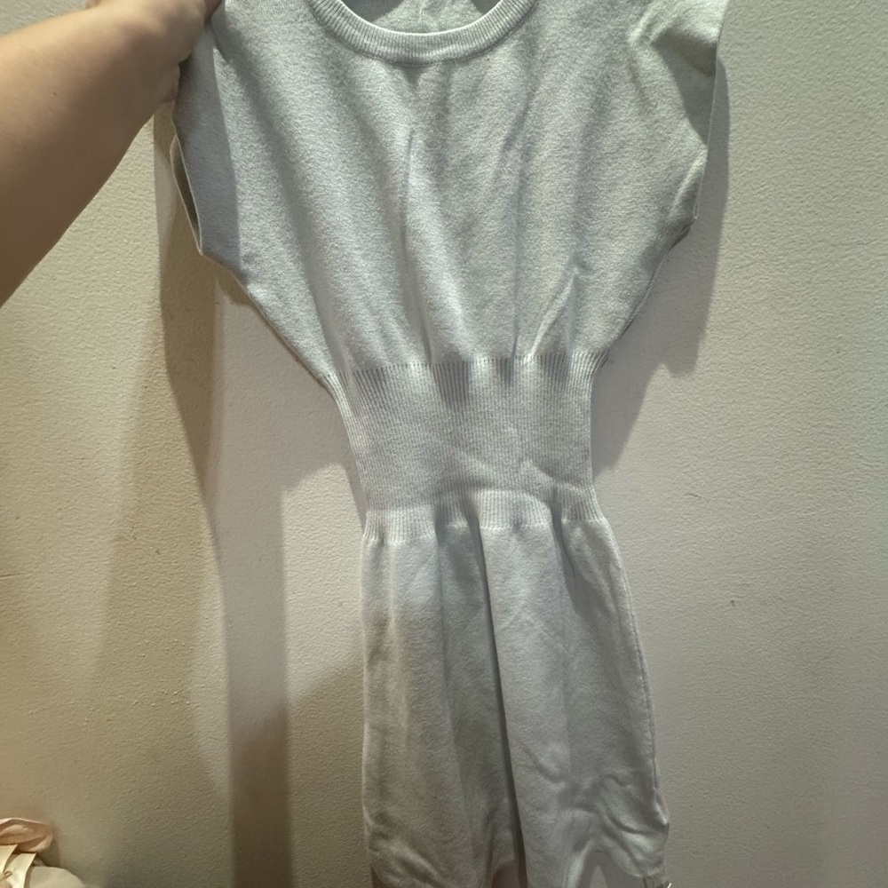 Light Gray Knit Waist-Detail Dress
